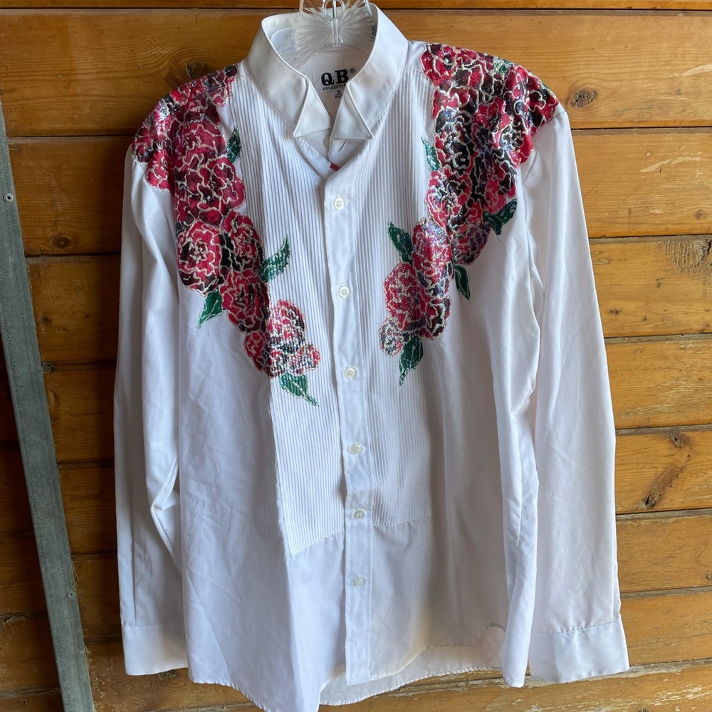 Hand painted vintage button down shirt | QB Collection medium